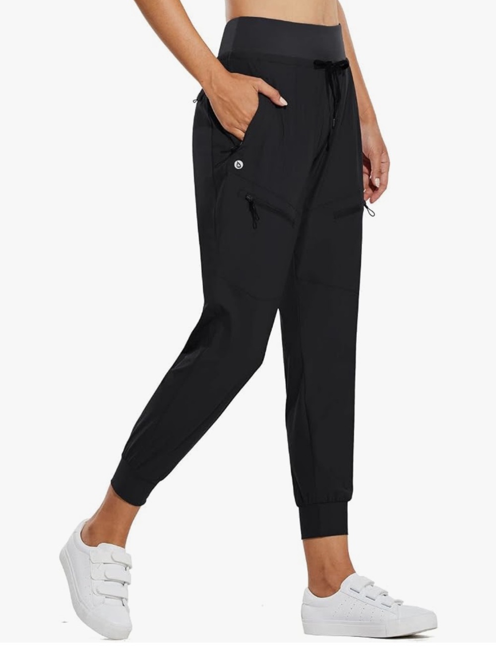 Baleaf Women's Lightweight Black Hiking Pants with 5 Zippered Pockets large